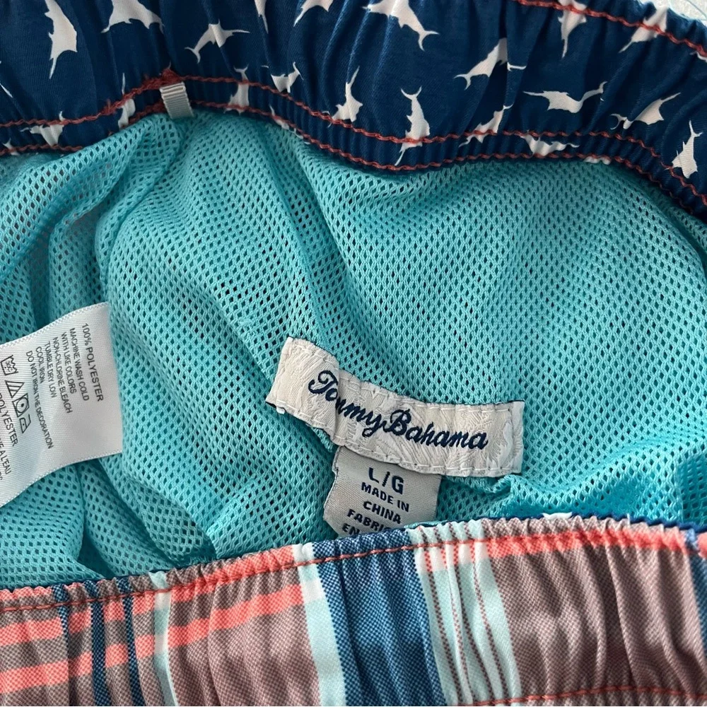 Tommy Bahama Swim Trunks Mens Large Plaid Lined Elastic Waist And Drawstring